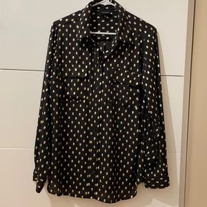 Who What Wear - Gold and White polka dot blouse